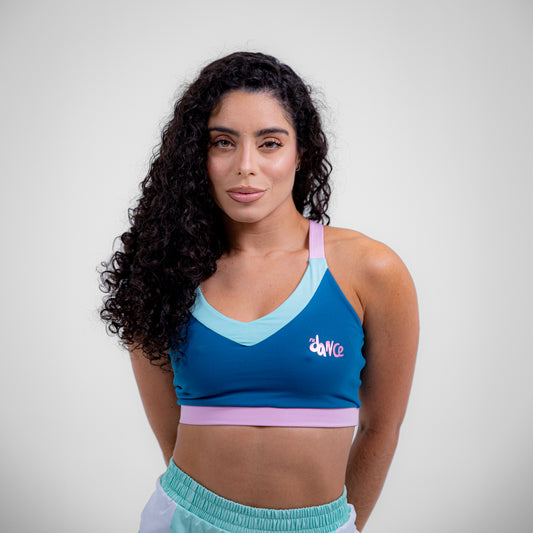 TOP CRUZADO TRICOLOR FITDANCE AZUL