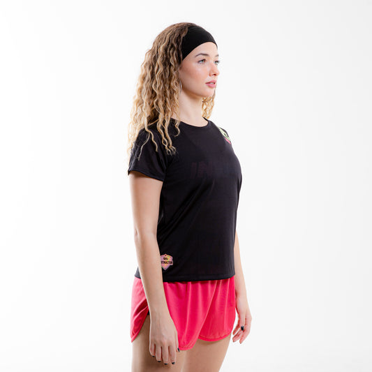 CAMISETA LISTRA FITDANCE INSTRUCTOR PRETO EST AMARELO