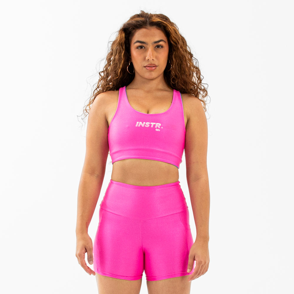 TOP DUPLA FACE INSTRUCTOR FITDANCE CHROMA ROSA AZUL