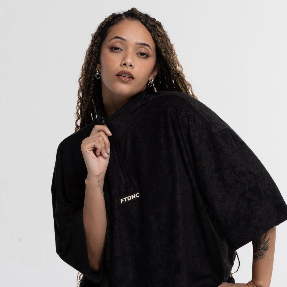 CAMISETA OVERSIZED GOLA ZIPPER FTDNC PRETO