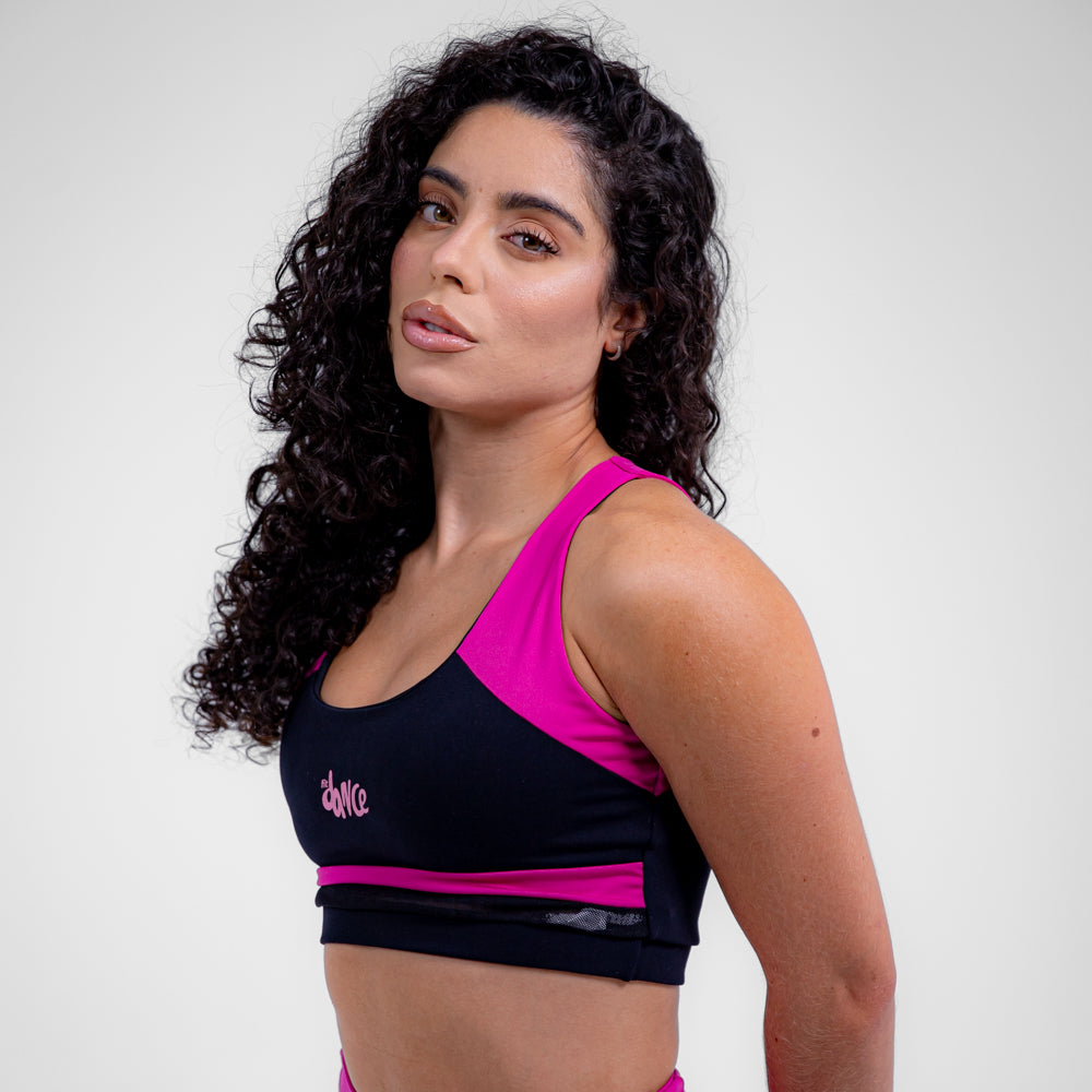 TOP BICOLOR FITDANCE ROSA E PRETO