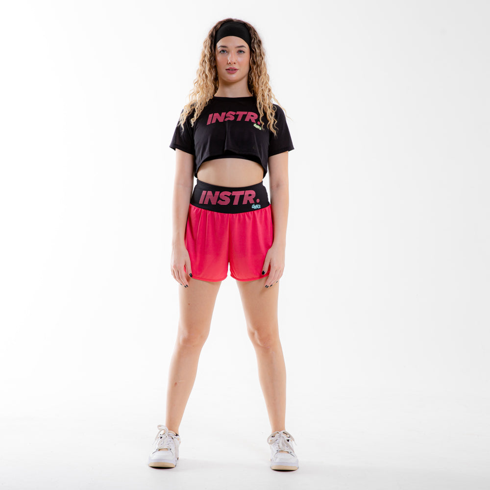 CROPPED FITDANCE INSTRUCTOR PRETO EST ROSA