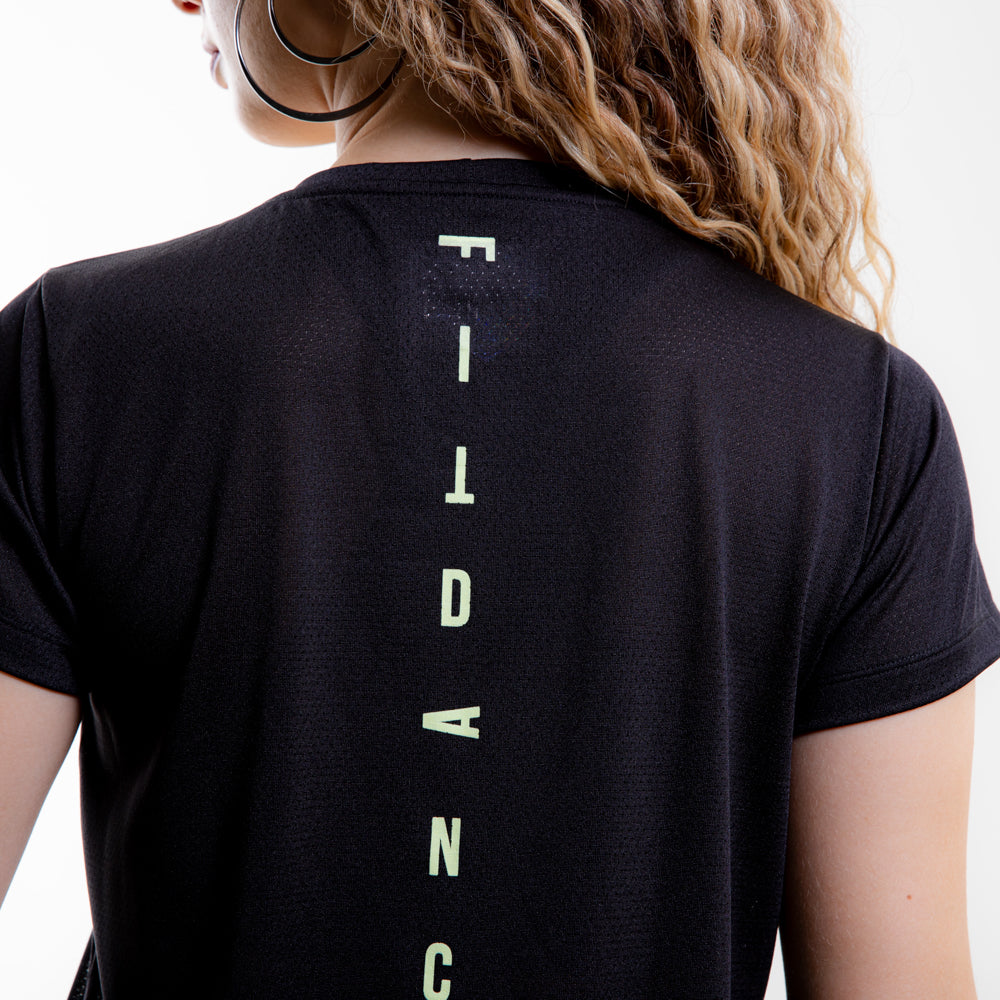 CAMISETA LISTRA FITDANCE INSTRUCTOR PRETO EST AMARELO