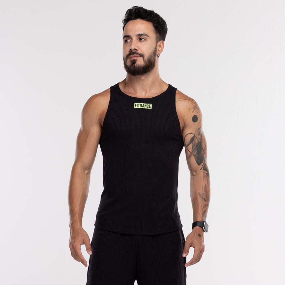 REGATA CANELADA FITDANCE PRETO