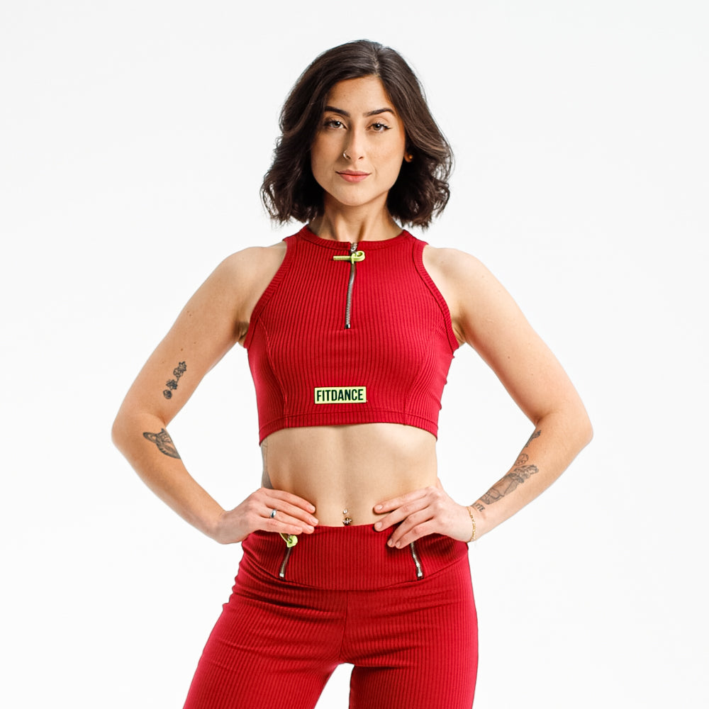 TOP CROPPED ZÍPER FITDANCE PL VINHO