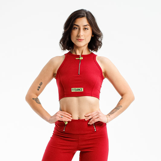 TOP CROPPED ZÍPER FITDANCE PL VINHO