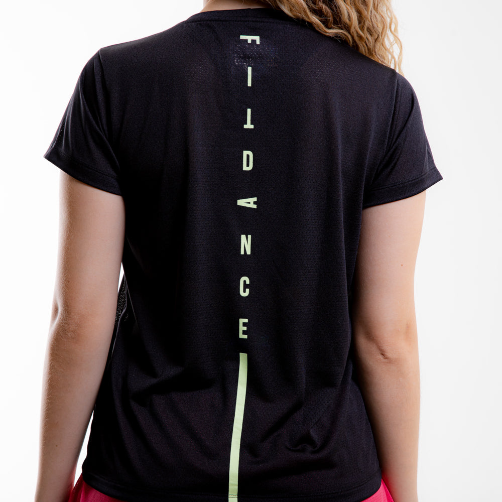 CAMISETA LISTRA FITDANCE INSTRUCTOR PRETO EST AMARELO
