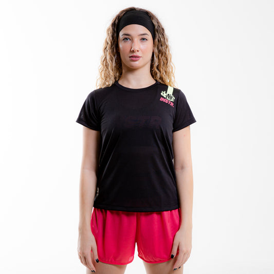CAMISETA LISTRA FITDANCE INSTRUCTOR PRETO EST AMARELO