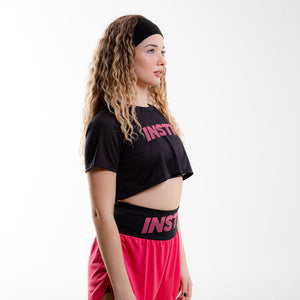 CROPPED FITDANCE INSTRUCTOR PRETO EST ROSA