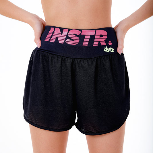 SHORT DUPLO FITDANCE INSTRUCTOR PRETO EST ROSA