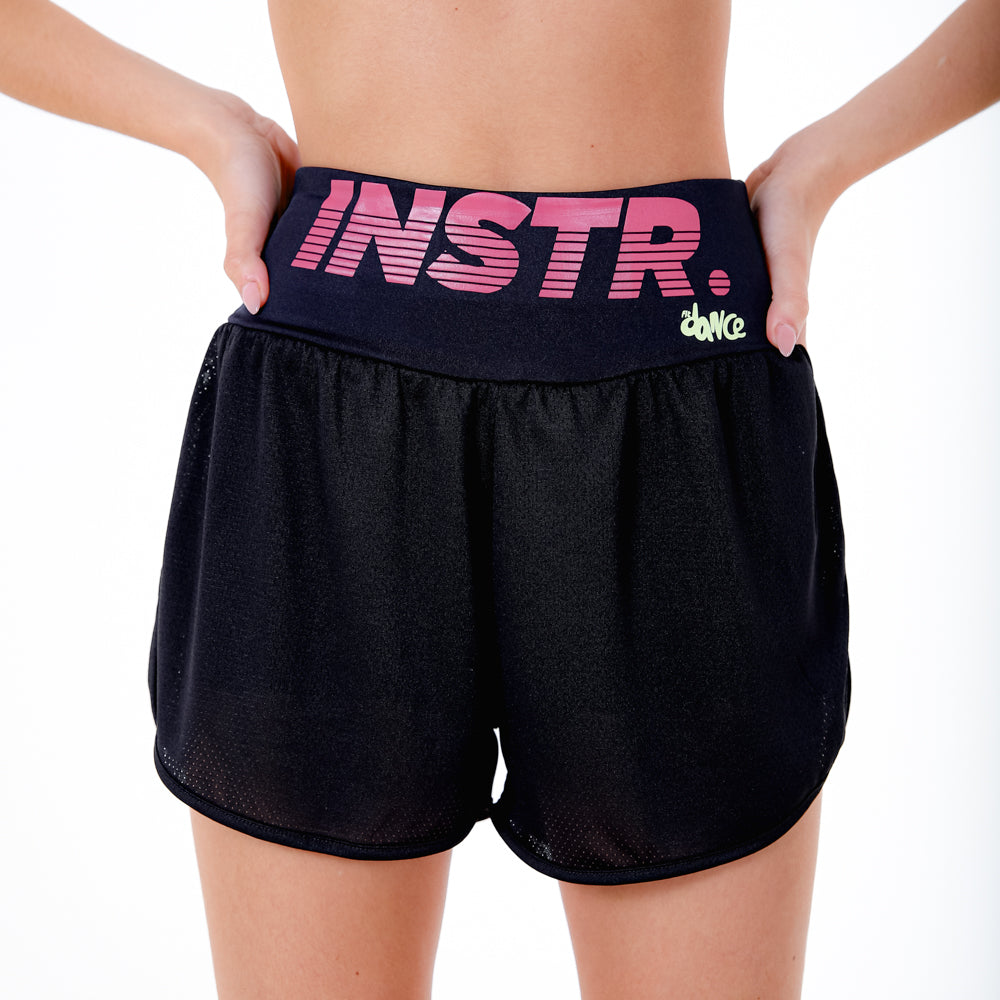 SHORT DUPLO FITDANCE INSTRUCTOR PRETO EST ROSA