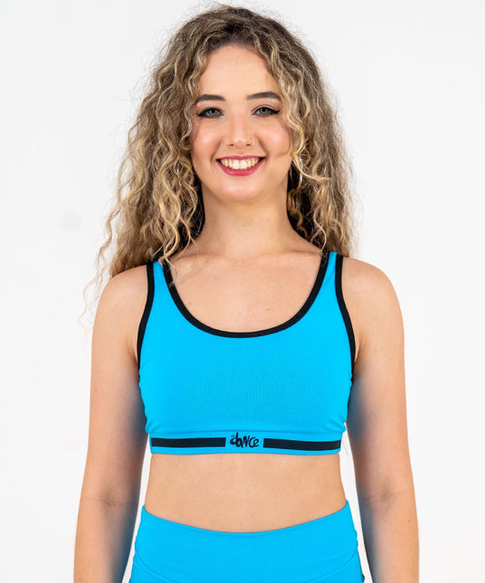 TOP FITDANCE BLUE LISTRA BLACK DETAIL