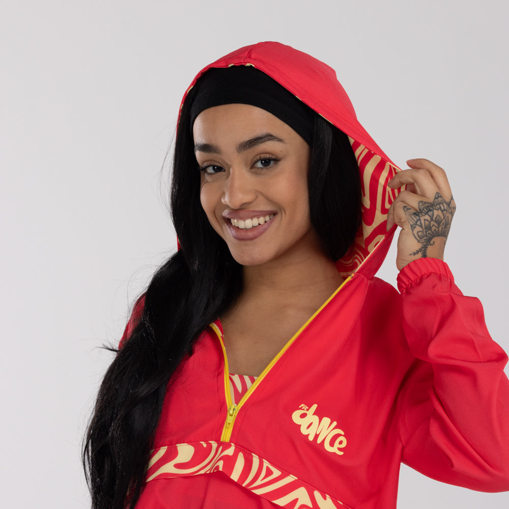 CORTA VENTO CAPUZ ESTAMPADO FITDANCE ROSA