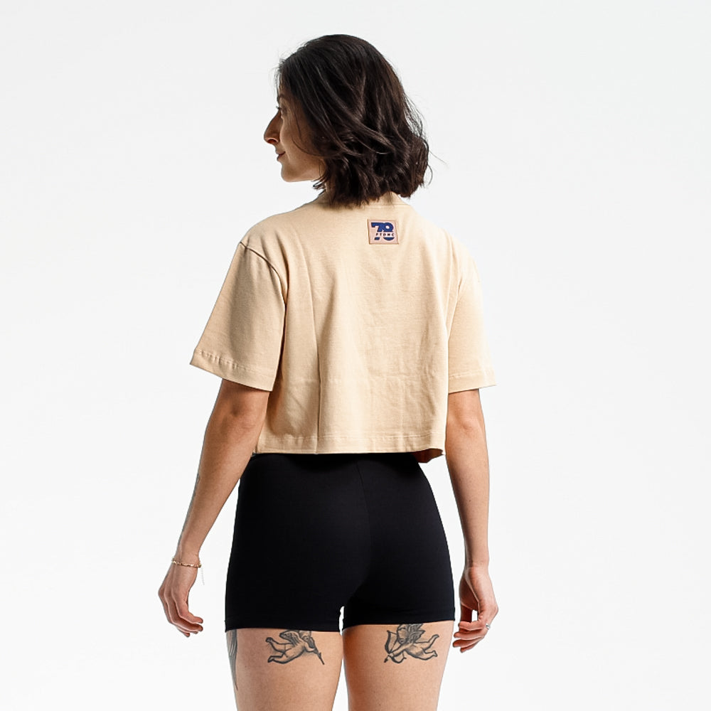CAMISETA CROPPED MALHÃO FTDNC BEGE