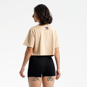CAMISETA CROPPED MALHÃO FTDNC BEGE