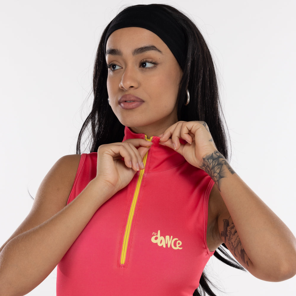 BODY CAVADO GOLA ALTA FITDANCE ROSA