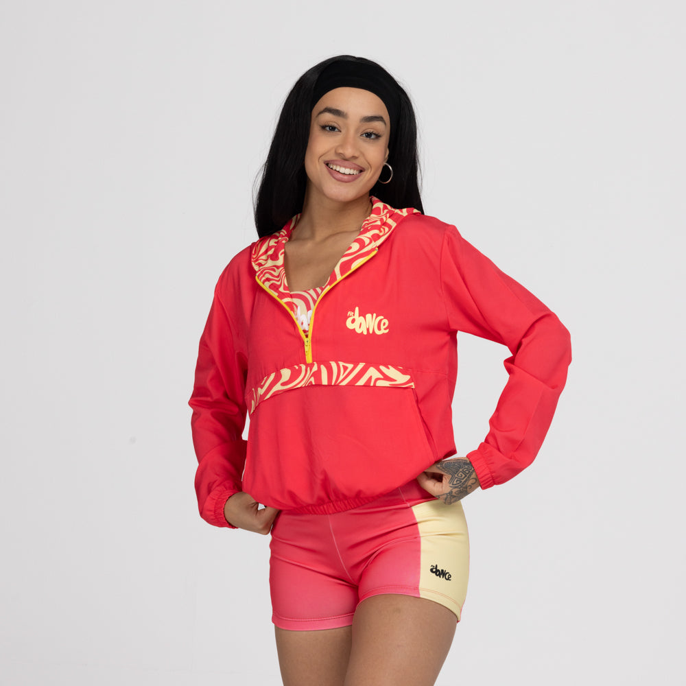 CORTA VENTO CAPUZ ESTAMPADO FITDANCE ROSA