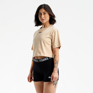 CAMISETA CROPPED MALHÃO FTDNC BEGE