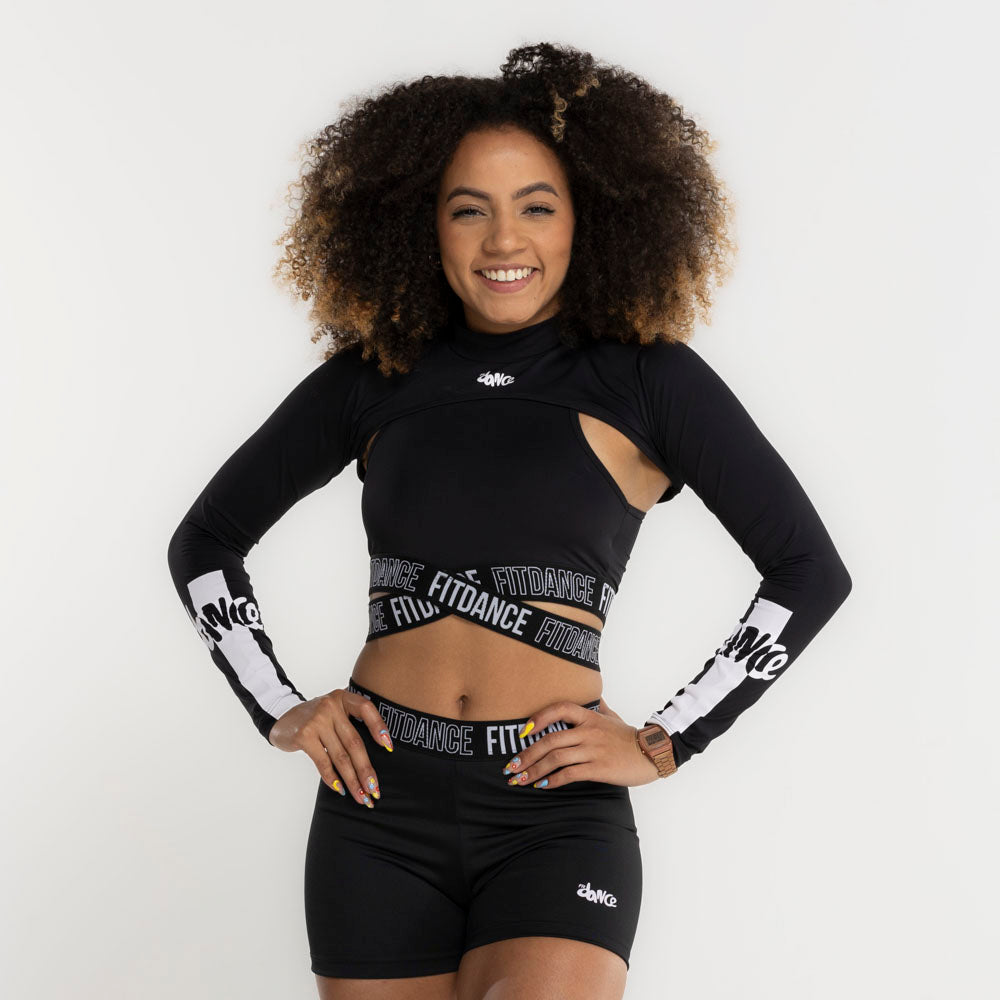 CASACO CROPPED GOLA FITDANCE PRETO
