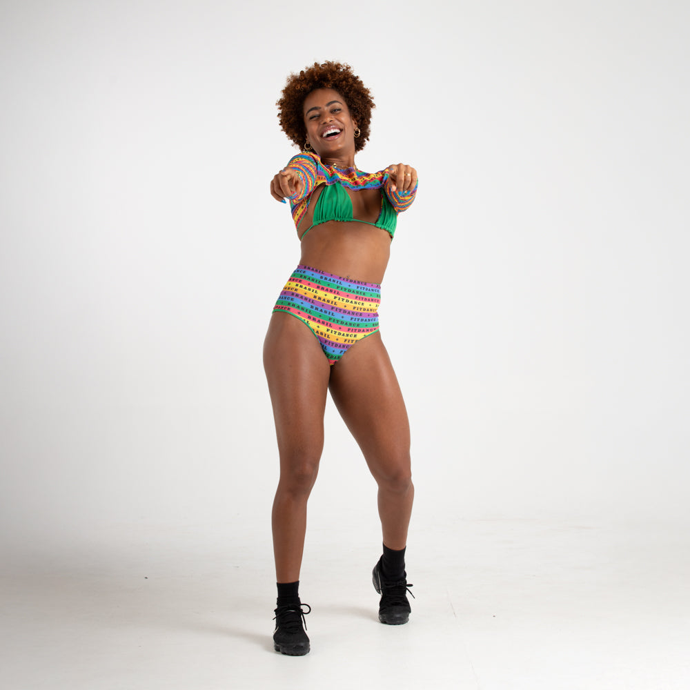 CONJUNTO CORTININHA + HOT PANT DUPLA FACE FITDANCE COLORÊ
