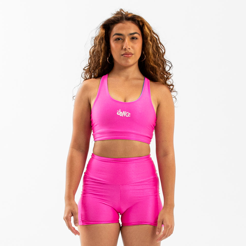 TOP DUPLA FACE FITDANCE CHROMA ROSA AZUL