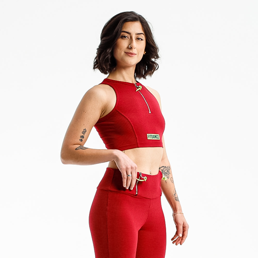 TOP CROPPED ZÍPER FITDANCE PL VINHO
