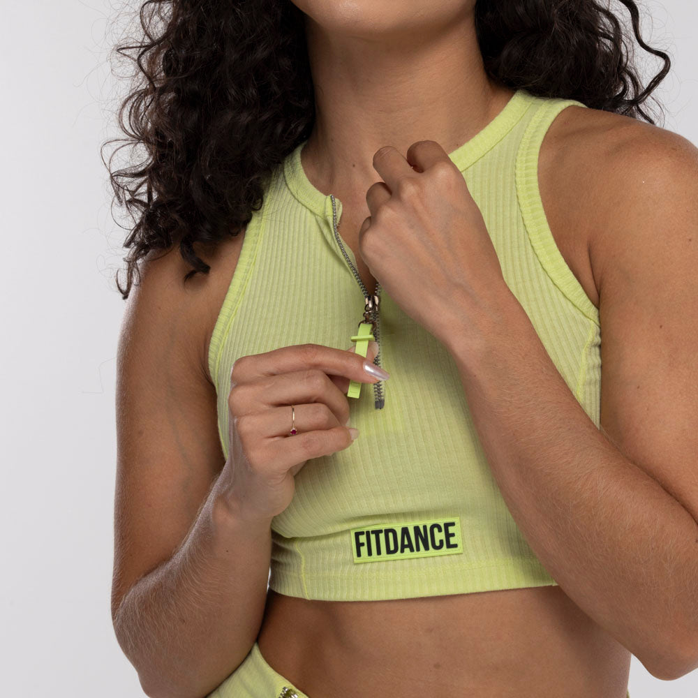 TOP CROPPED ZÍPER FITDANCE CITRUS
