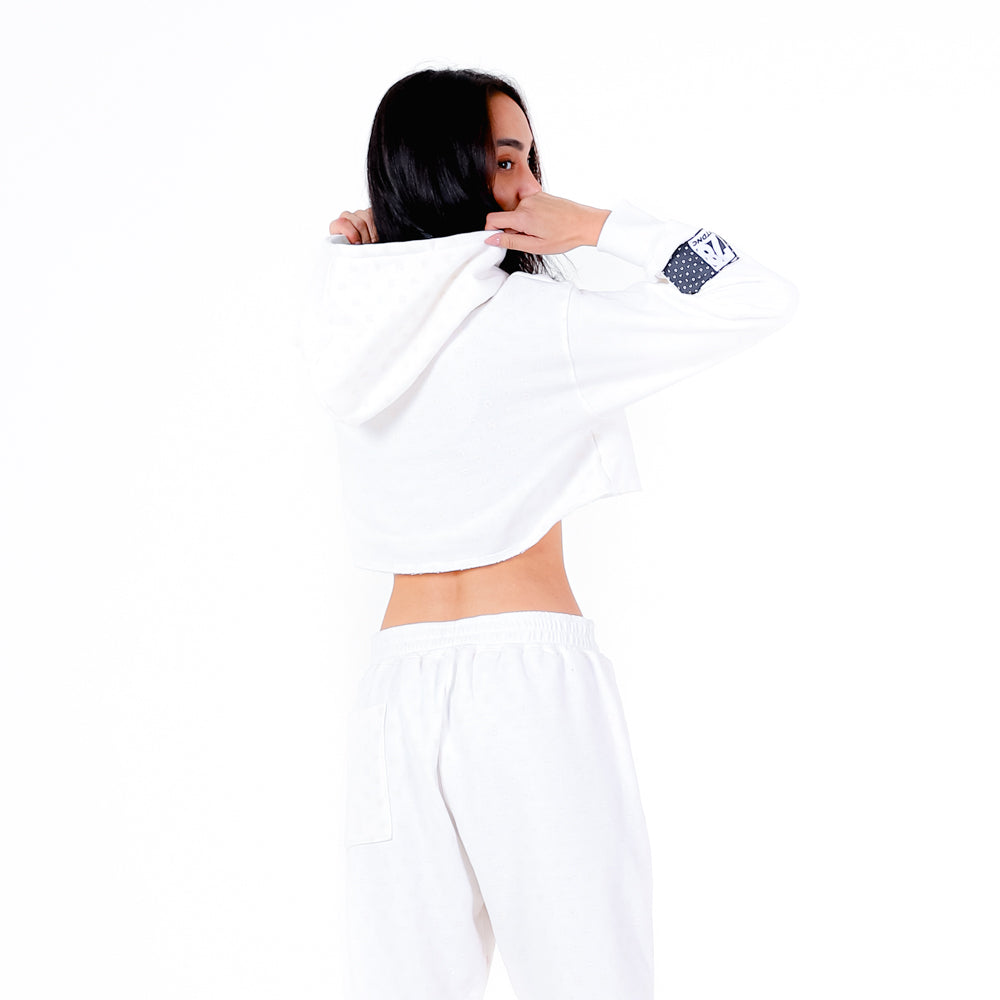 MOLETOM CROPPED CAPUZ FTDNC OFF-WHITE