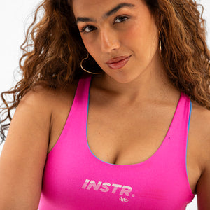 TOP DUPLA FACE INSTRUCTOR FITDANCE CHROMA ROSA AZUL