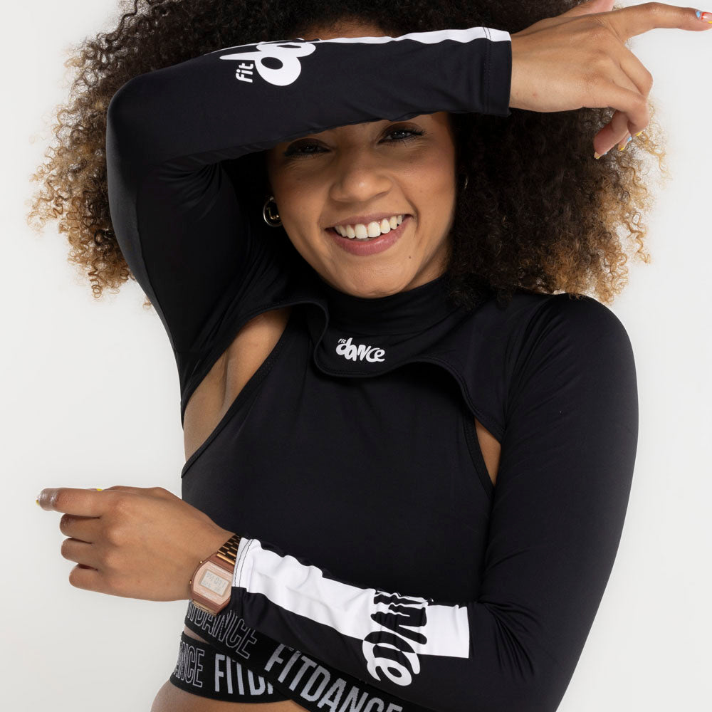 CASACO CROPPED GOLA FITDANCE PRETO