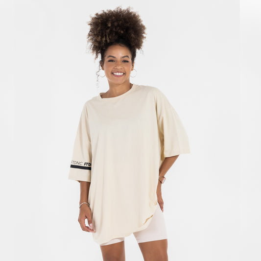 CAMISETA OVERSIZED LISTRA MANGA FTDNC AREIA