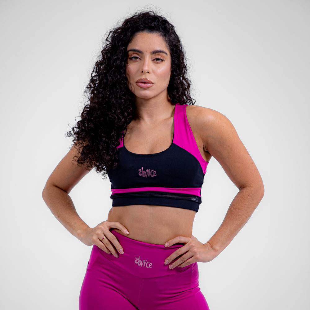 TOP BICOLOR FITDANCE ROSA E PRETO