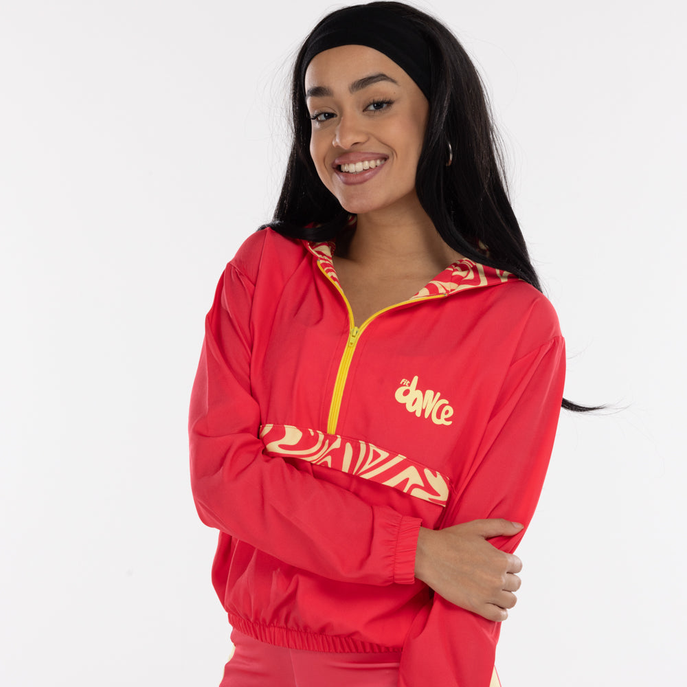 CORTA VENTO CAPUZ ESTAMPADO FITDANCE ROSA