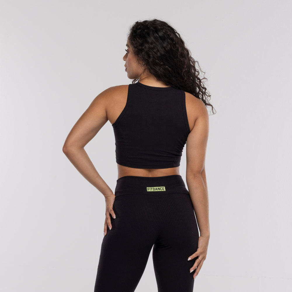 TOP CROPPED ZÍPER FITDANCE PRETO