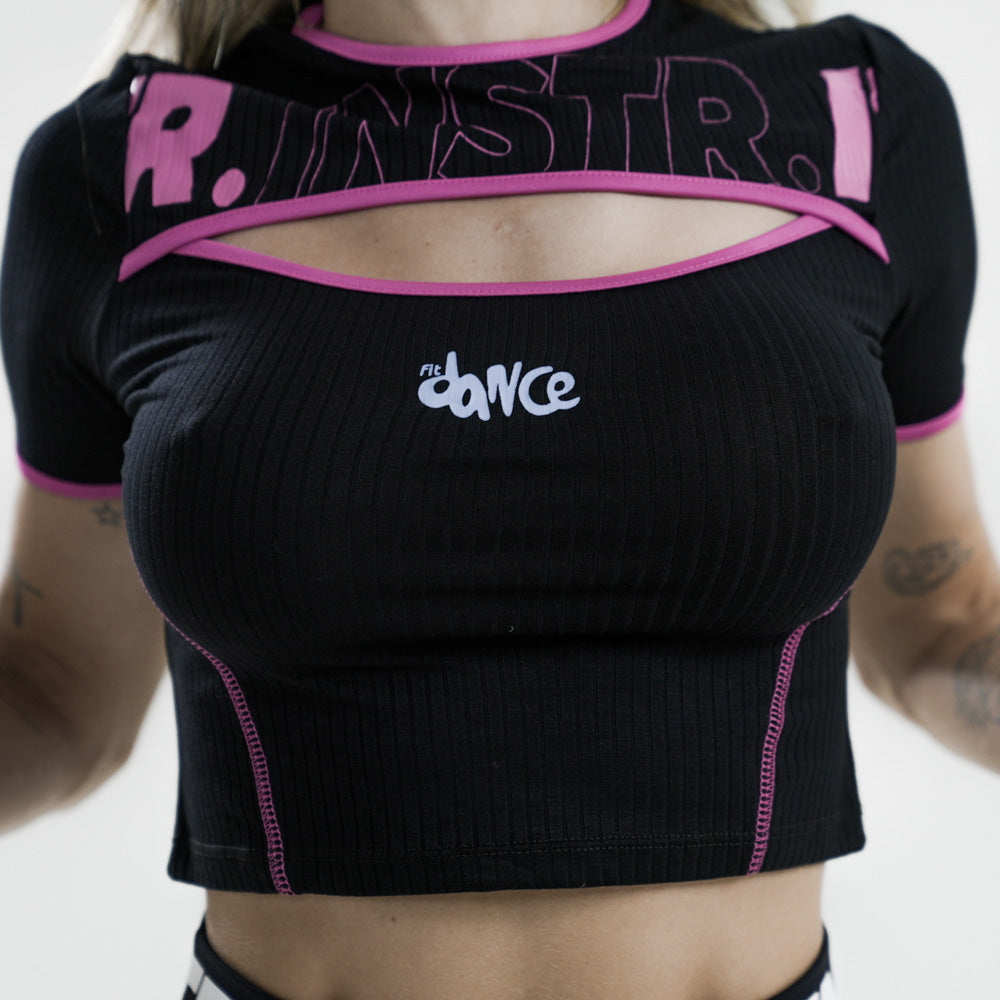 BABY LOOK DECOTE NSTRUCTOR FITDANCE RACE PRETO