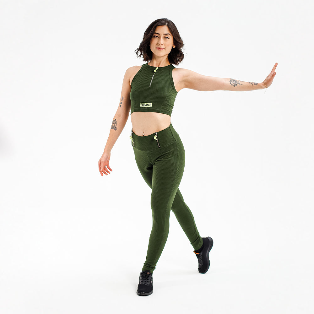 TOP CROPPED ZÍPER FITDANCE PL VERDE