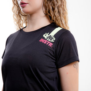 CAMISETA LISTRA FITDANCE INSTRUCTOR PRETO EST AMARELO