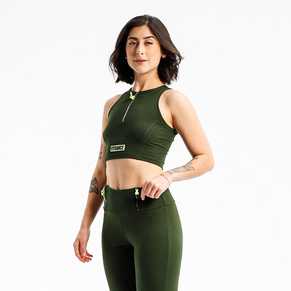 TOP CROPPED ZÍPER FITDANCE PL VERDE