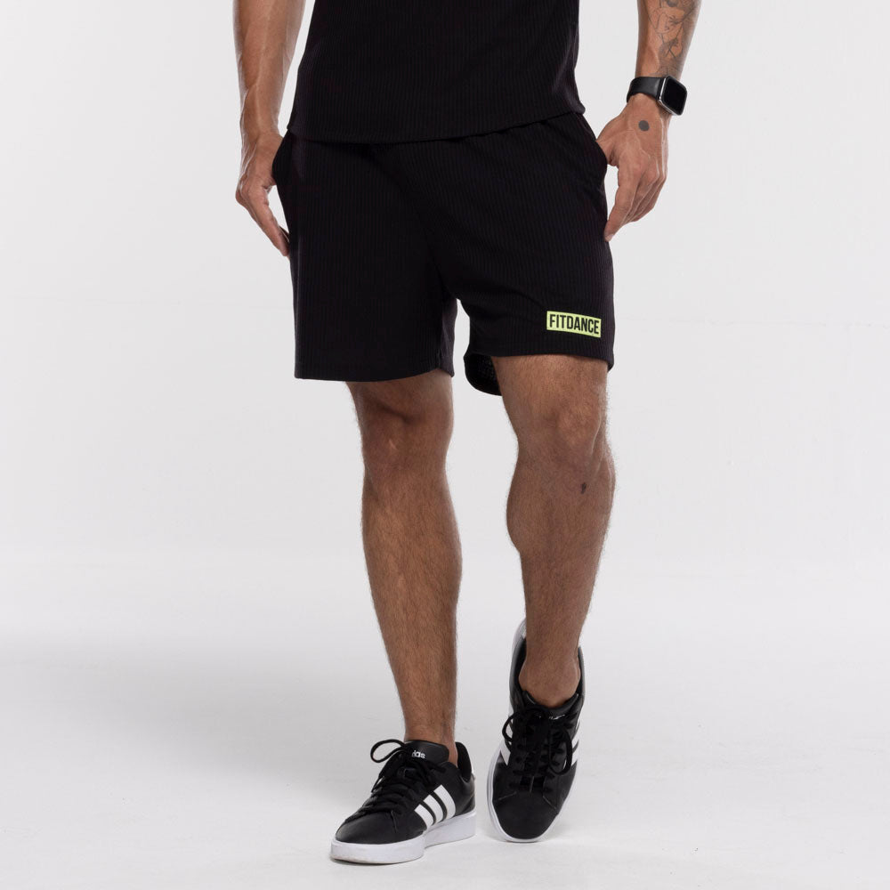 BERMUDA CANELADA FITDANCE PRETO