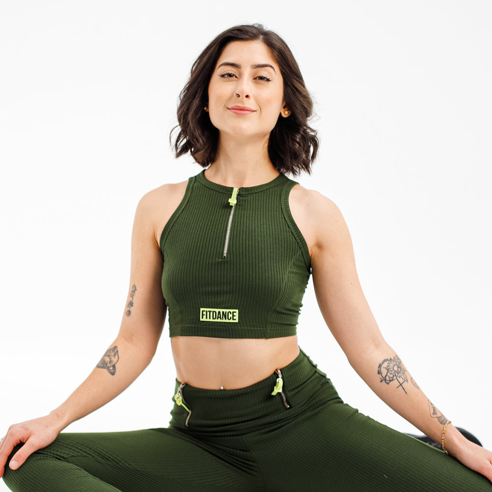 TOP CROPPED ZÍPER FITDANCE PL VERDE